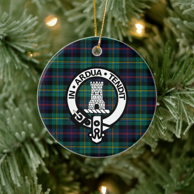 Clan Malcolm Tartan und Wappen Keramik Ornament (Baum)