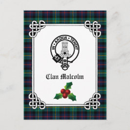Clan Malcolm Wappen Abzeichen & Tartan Postkarte