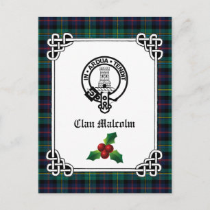 Clan Malcolm Wappen Abzeichen & Tartan Postkarte