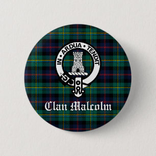 Clan Malcolm Wappen Abzeichen und Tartan Button