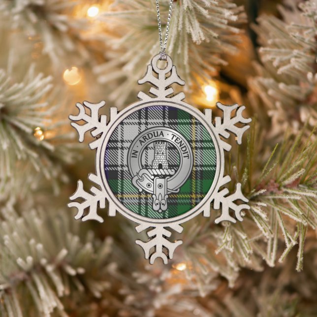 Clan Malcolm Wappen & Dress Tartan Schneeflocken Zinn-Ornament (Baum)