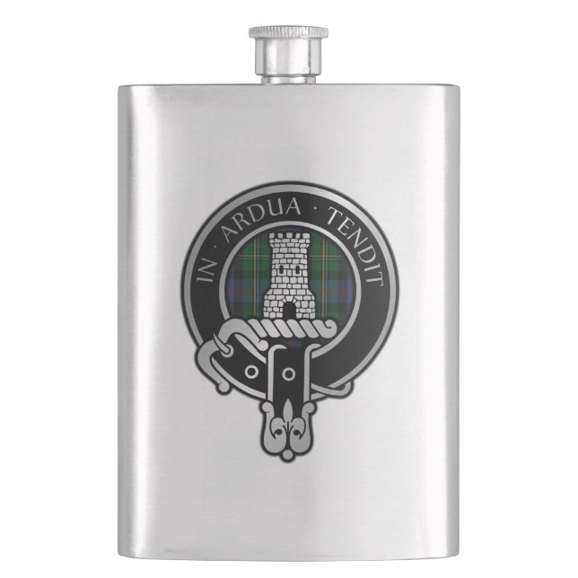 Clan Malcolm Wappen & Tartan Flask Flachmann (Vorderseite)