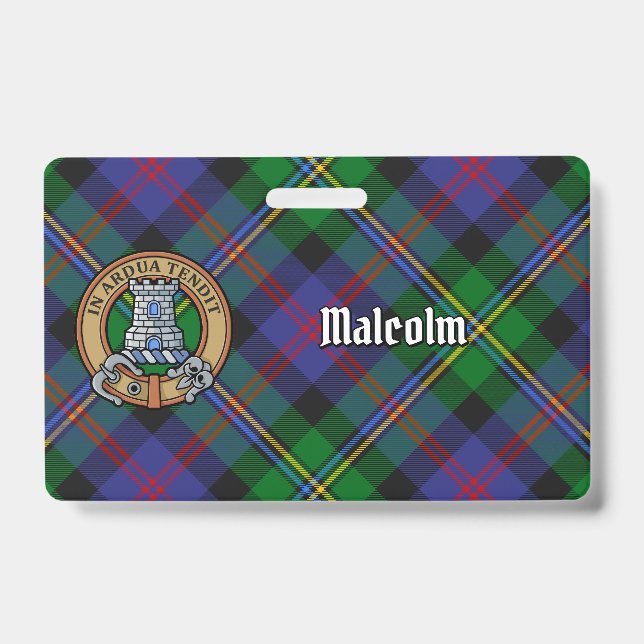 Clan Malcolm-Wappen über Tartan Ausweis (Vorderseite)