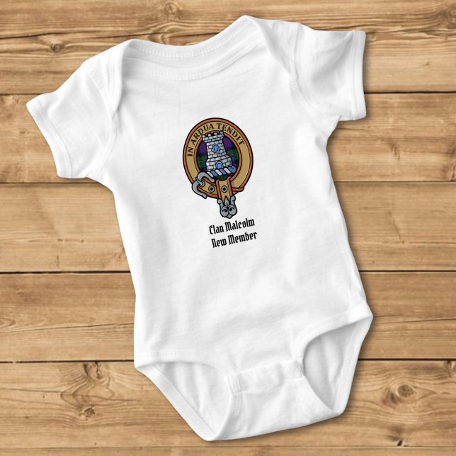 Clan Malcolm-Wappen über Tartan Baby Strampler (Von Creator hochgeladen)