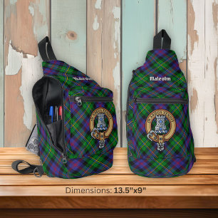 Clan Malcolm-Wappen über Tartan Crossbody Bag