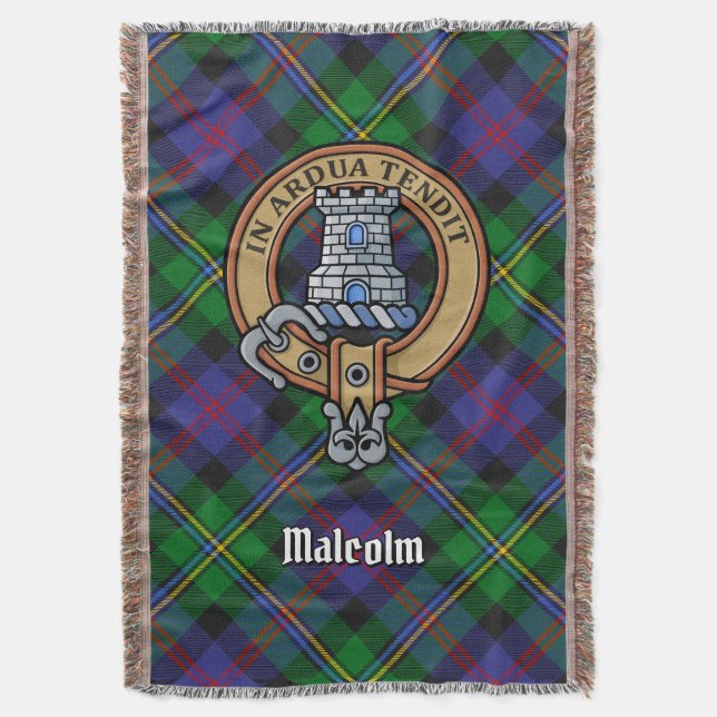 Clan Malcolm-Wappen über Tartan Decke (Vorderseite Vertikal)