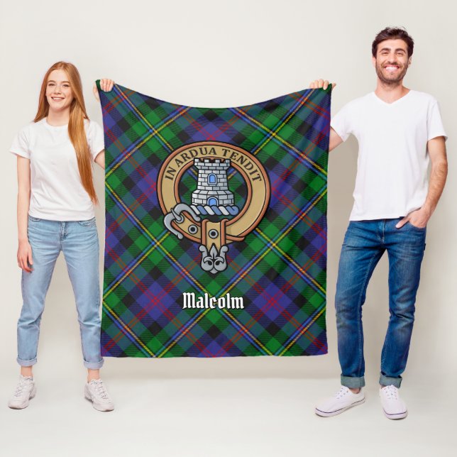 Clan Malcolm-Wappen über Tartan Fleecedecke (Beispiel)