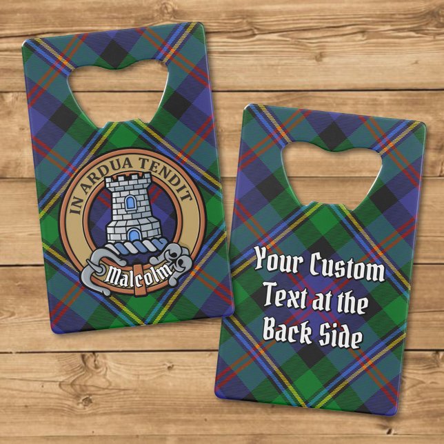 Clan Malcolm-Wappen über Tartan Geldbeutel Flaschenöffner (Von Creator hochgeladen)