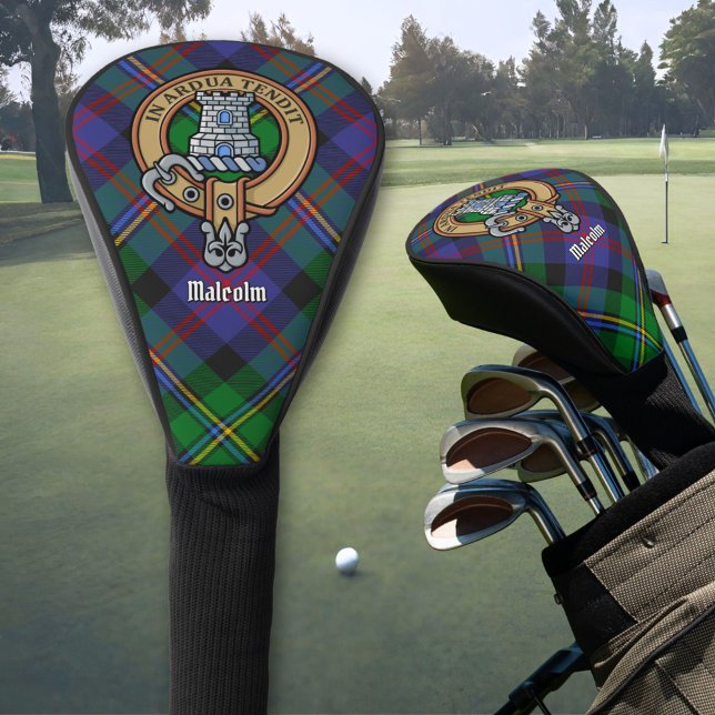 Clan Malcolm-Wappen über Tartan Golf Headcover (Von Creator hochgeladen)