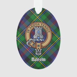 Clan Malcolm-Wappen über Tartan Ornament