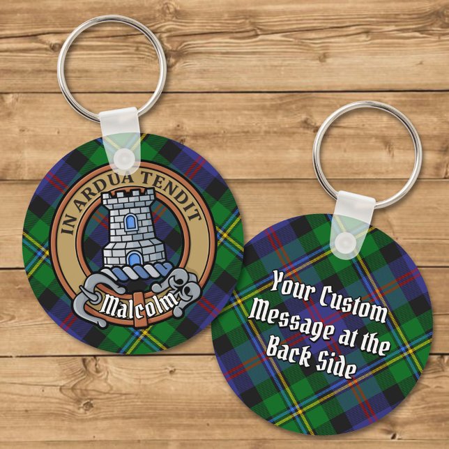 Clan Malcolm-Wappen über Tartan Schlüsselanhänger (Von Creator hochgeladen)
