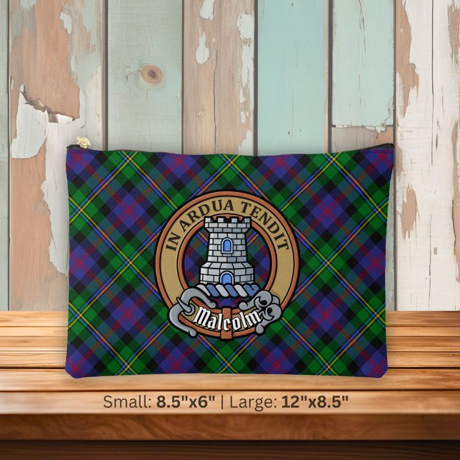 Clan Malcolm-Wappen über Tartan Zubehörtasche (Von Creator hochgeladen)