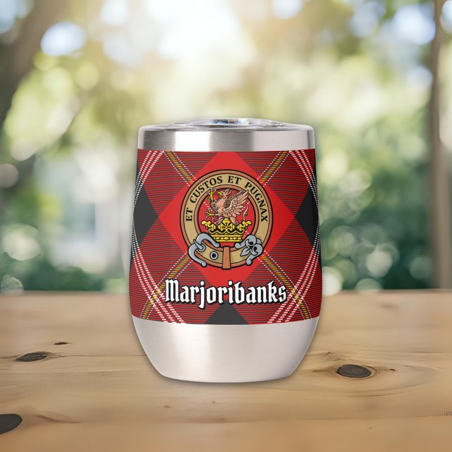 Clan Marjoribanks Wappen über Tartan (Von Creator hochgeladen)