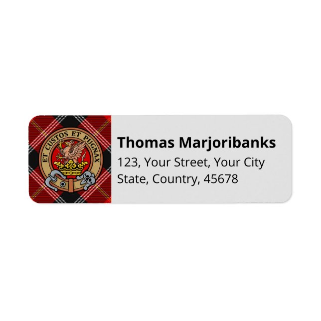 Clan Marjoribanks Wappen über Tartan (Vorne)