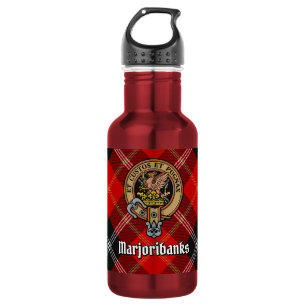 Clan Marjoribanks-Wappen über Tartan Edelstahlflasche