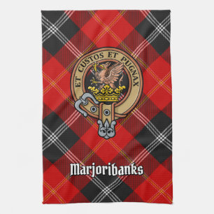 Clan Marjoribanks Wappen über Tartan Geschirrtuch
