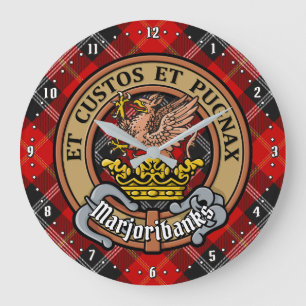 Clan Marjoribanks Wappen über Tartan Große Wanduhr