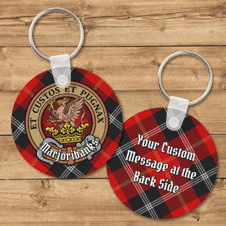 Clan Marjoribanks Wappen über Tartan Schlüsselanhänger