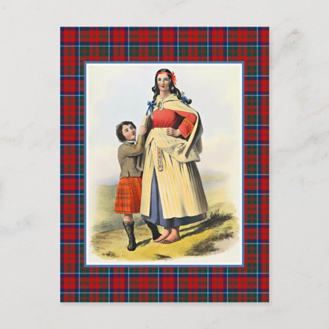 Clan Matheson Vintag Illustration Tartan Frame Postkarte (Vorderseite)