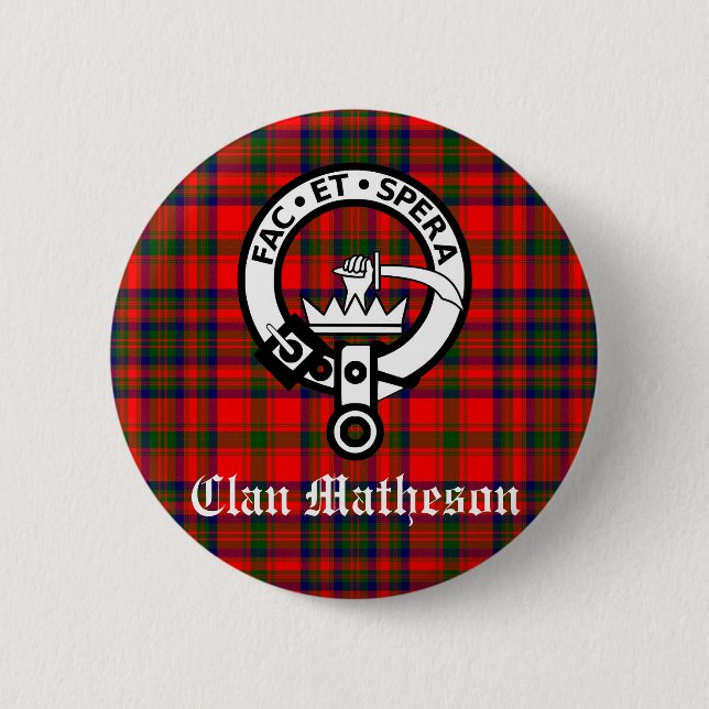Clan Matheson Wappen Abzeichen und Tartan Button (Vorderseite)
