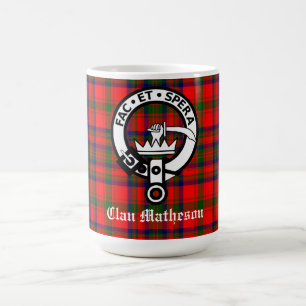 Clan Matheson Wappen Abzeichen und Tartan Kaffeetasse
