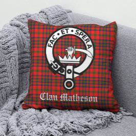 Clan Matheson Wappen Abzeichen und Tartan Kissen
