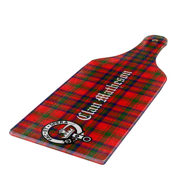 Clan Matheson Wappen Abzeichen und Tartan Schneidebrett (Ecke)