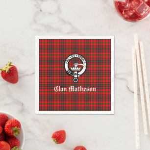 Clan Matheson Wappen Abzeichen und Tartan Serviette