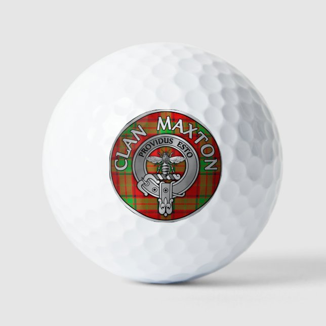 Clan Maxton Wappen & Tartan Golfball (Vorderseite)