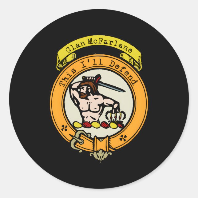 Clan Mcfarlane Scottish Surname Abzeichen Wappen Runder Aufkleber (Vorderseite)
