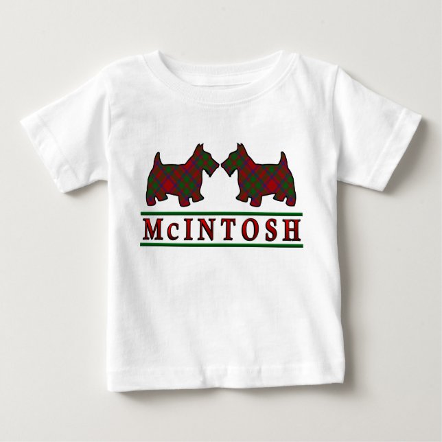 Clan McIntosh Scottie Dogs Scottish Clan Tartan Baby T-shirt (Vorderseite)