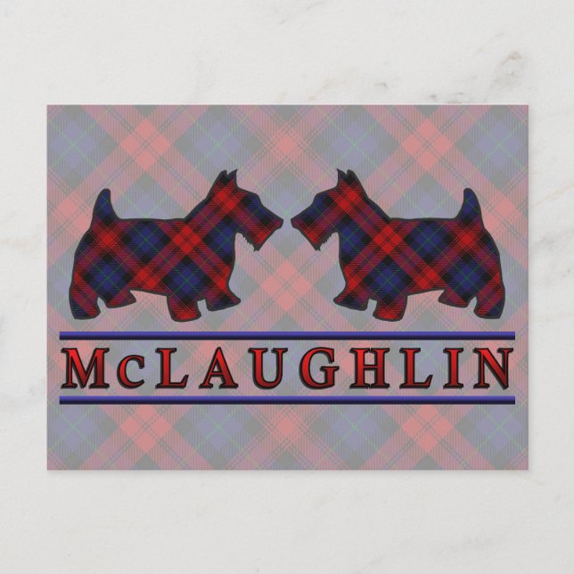 Clan McLaughlin MacLachlan Tartan Scottie Dogs Postkarte (Vorderseite)