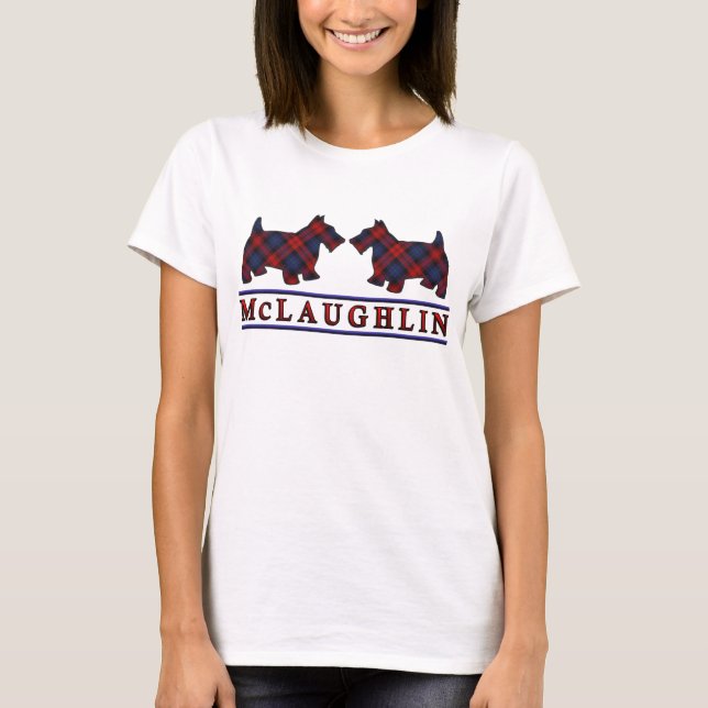 Clan McLaughlin MacLachlan Tartanscottie-Hunde T-Shirt (Vorderseite)