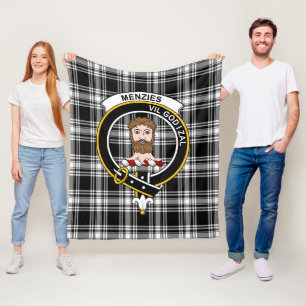Clan Menzies Black & White Modern Tartan Kariert Fleecedecke