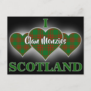 Clan Menzies I Liebe Scotland Red and Green Tartan Postkarte