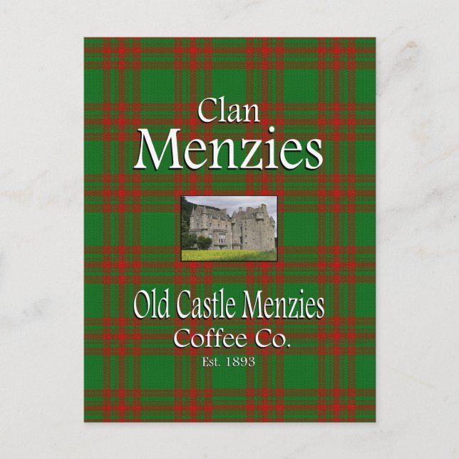 Clan Menzies Old Castle Menzies Coffee Co. Postkarte (Vorderseite)