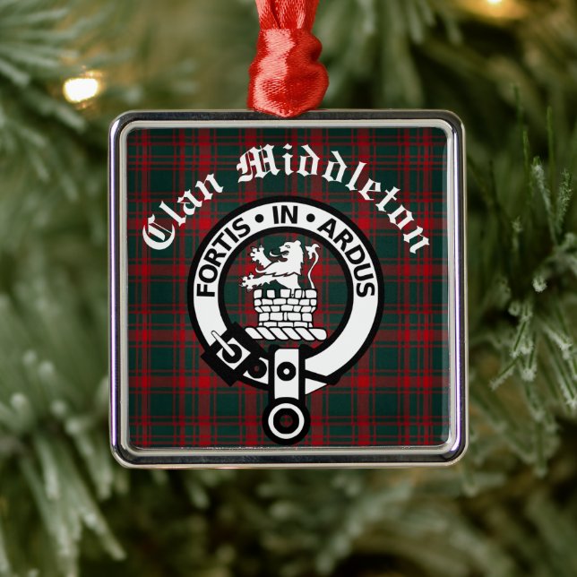 Clan Middleton Wappen Abzeichen und Tartan Ornament Aus Metall (Baum)