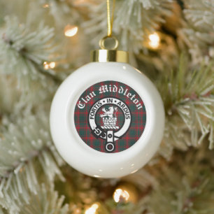 Clan Middleton-Wappen und Tartan Keramik Kugel-Ornament