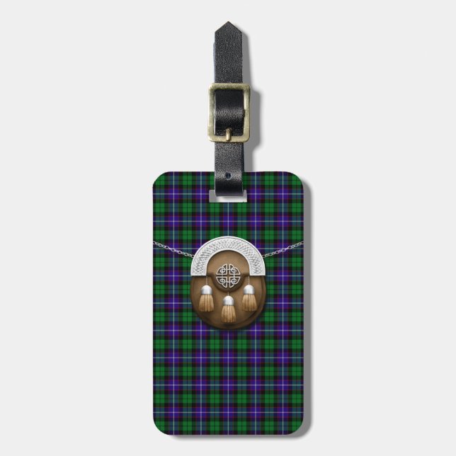 Clan Mitchell Tartan und Sporran Gepäckanhänger (Vorderseite vertikal)