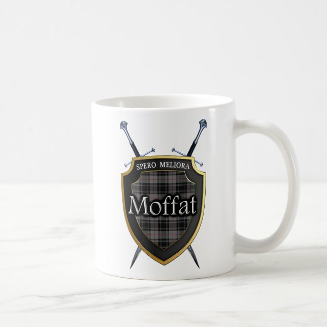 Clan Moffat Tartan-Schild und Schwerter Tasse (Rechts)