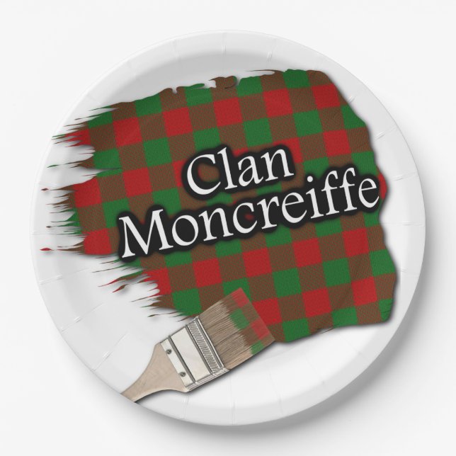 Clan Moncreiffe Scottish Tartan Paint Brush Pappteller (Vorderseite)