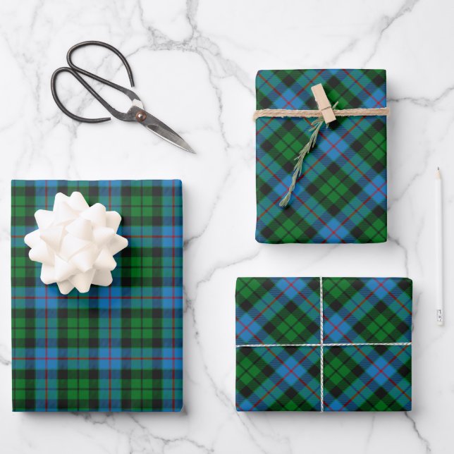 Clan Morrison Jagd Tartan Wrapping Paper Sheets Geschenkpapier Set (Vorderseite)