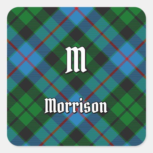 Clan Morrison Junting Tartan Square Sticker (Vorderseite)