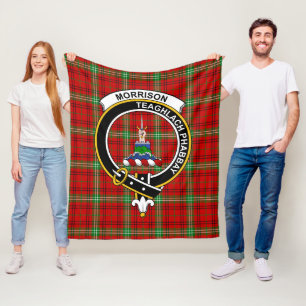 Clan Morrison Red Modern Tartan Kariert Fleecedecke