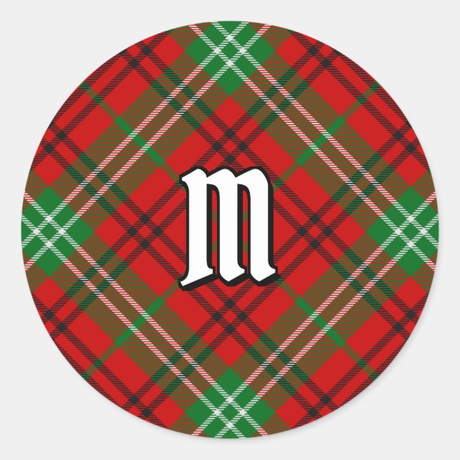 Clan Morrison Red Tartan Classic Round Sticker (Vorderseite)