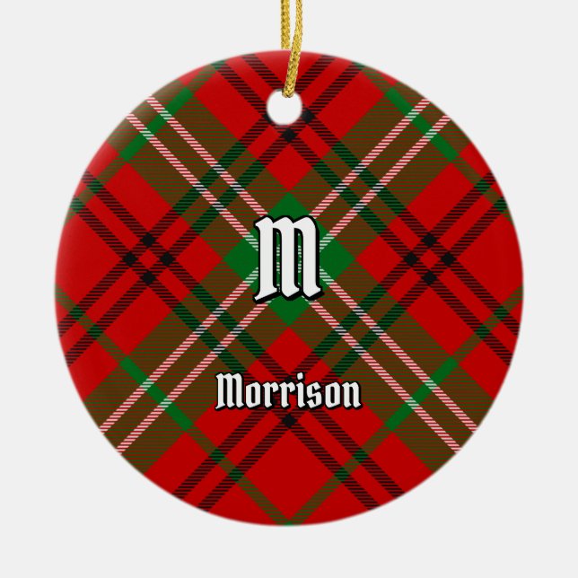 Clan Morrison Red Tartan Keramik Ornament Obelisk (Vorne)