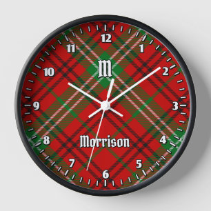 Clan Morrison Red Tartan Large Clock Uhr