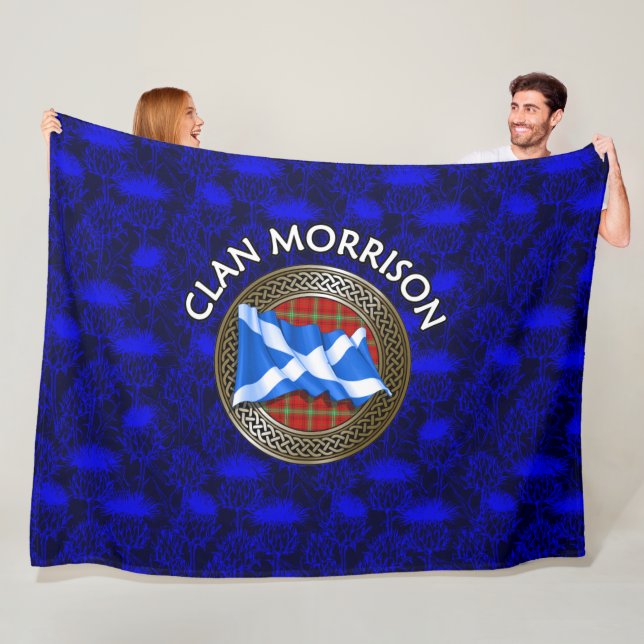 Clan Morrison Tartan Knot & Flag Fleecedecke (Beispiel)