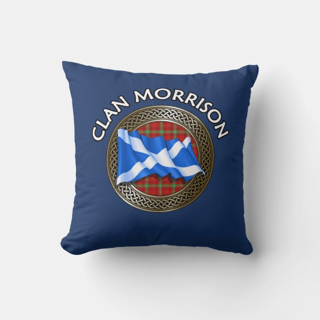 Clan Morrison Tartan Knot & Flag Kissen (Vorderseite)