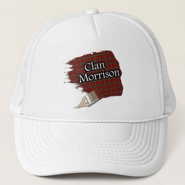 Clan Morrison Tartan Paint Brush Cap Truckerkappe (Vorderseite)